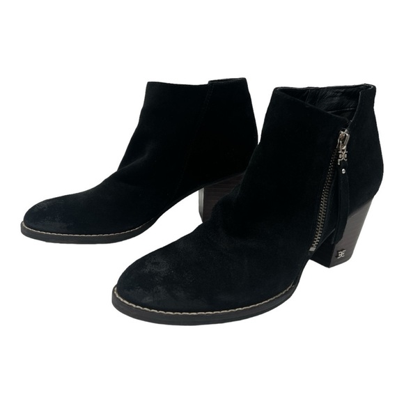 Sam Edelman Women’s Suede Macon Side Zip Ankle Boot Bootie Heeled Black Size 8 - Picture 11 of 11